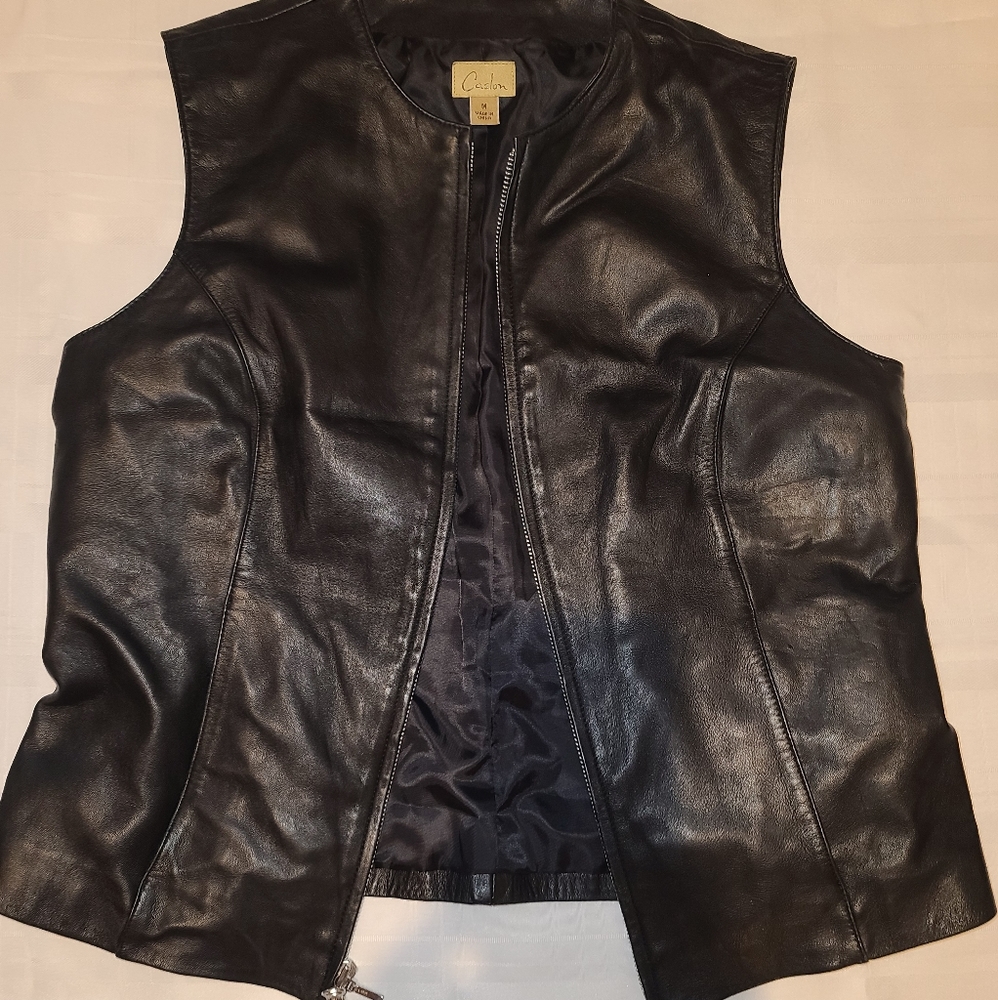 Black leather vest